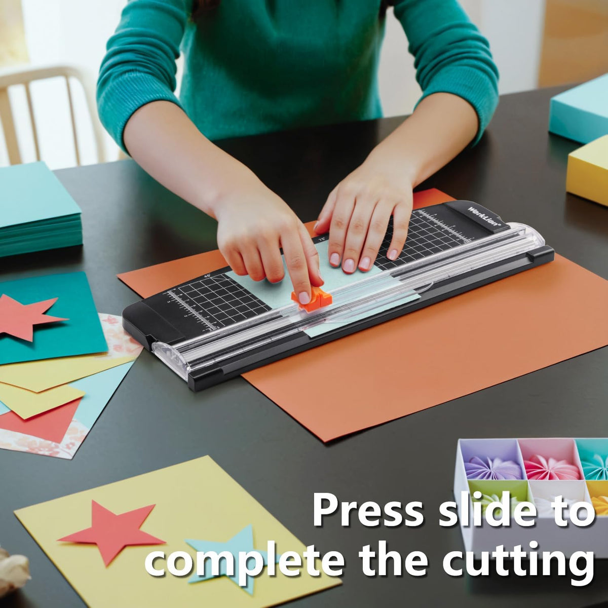 WORKLION Small Paper Trimmer, Portable Paper Cutter for Label, Origami, Card, Photo, Coupon, Scrapbook, Cardstock, Laminated Paper, and Craft Project