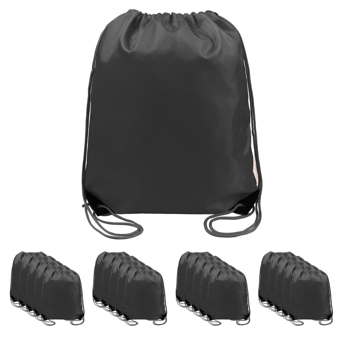 BeeGreen 20 pieces Wholesale Black Drawstring Backpack Bags Cinch Bags Bulk Heavy Duty String Backpack Machine Washable Lightweight Sackpack Outdoor Sport Bags for Men Women