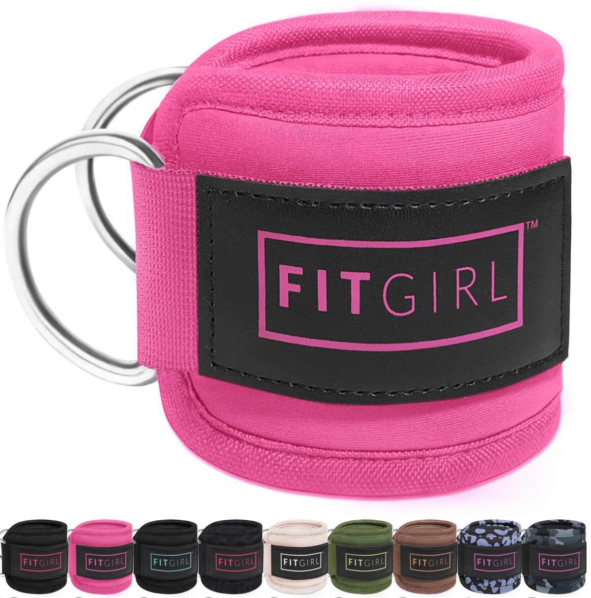 FITGIRL - Ankle Strap for Cable Machines and Resistance Bands, Work Out Cuff Attachment for Home & Gym, Glute Workouts - Kickbacks, Leg Extensions, Hip Abductors, For Women Only (Pink, Pair)