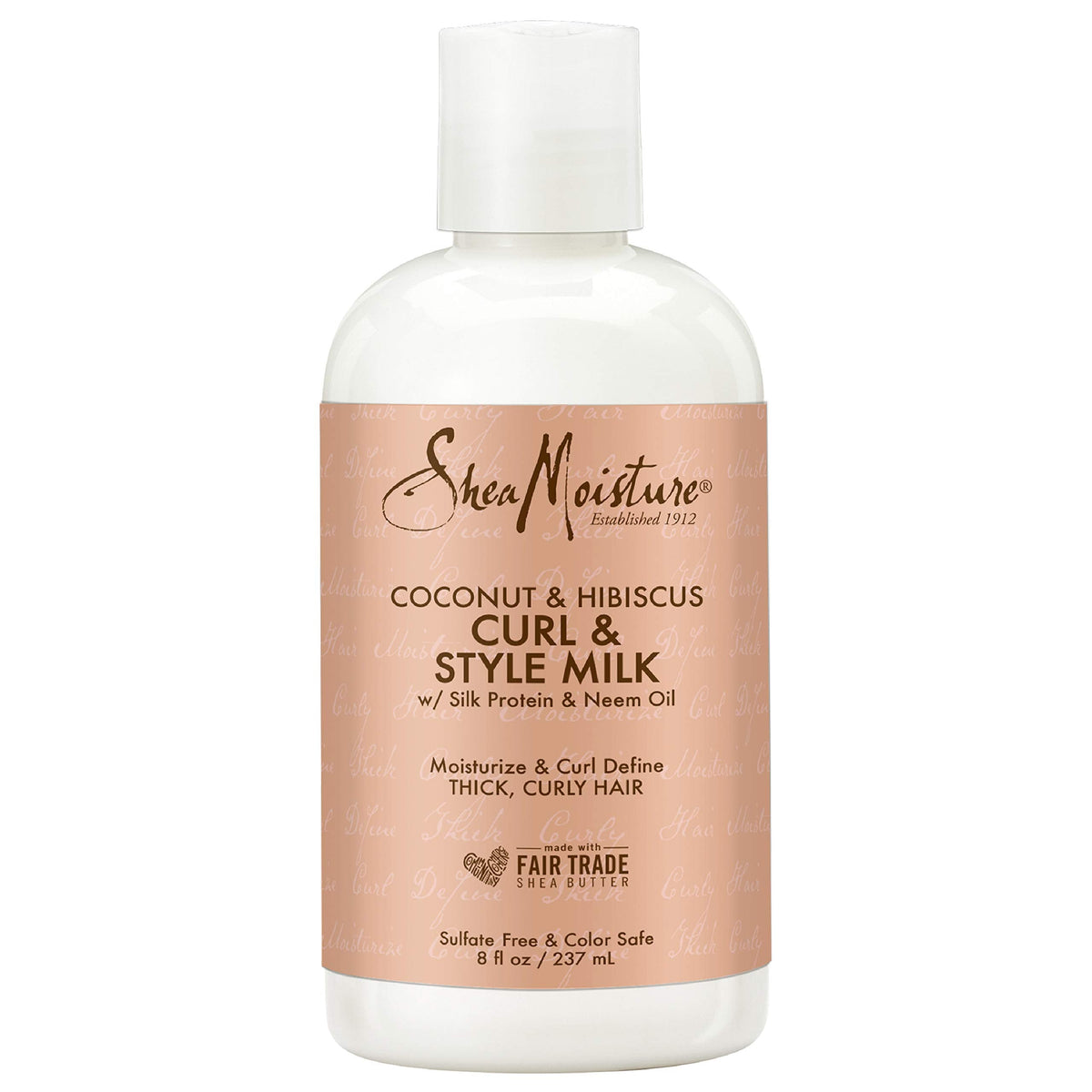 SheaMoisture Fair Trade Sulfate Free Coconut Hibiscus Curl & Style Milk with Silk Protein & Neem Oil For Thick, Defined, Curly Hair 8 oz