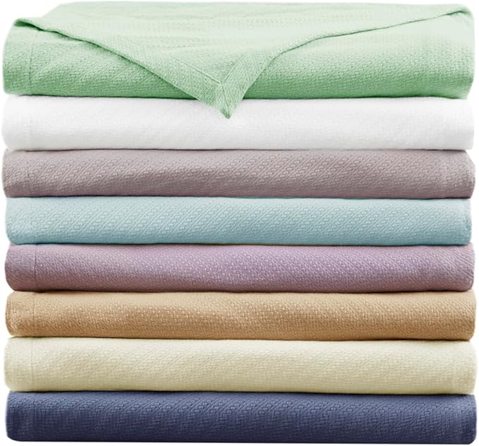 Madison Park Liquid Cotton Luxury Blanket Premium Soft Cozy 100% Ring Spun Cotton For Bed , Couch or Sofa, King, Light Blue