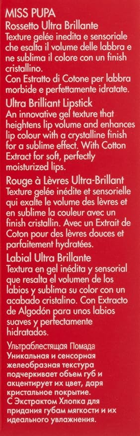 Pupa Milano Miss Milano Lipstick - Creamy, Ultra Pigmented Color - Nourishing Formula - Crystal-Effect Lipstick - Ultimate Boost Of Volume And Hydration - 303 Haute Couture Fuchsia - 0.071 OZ