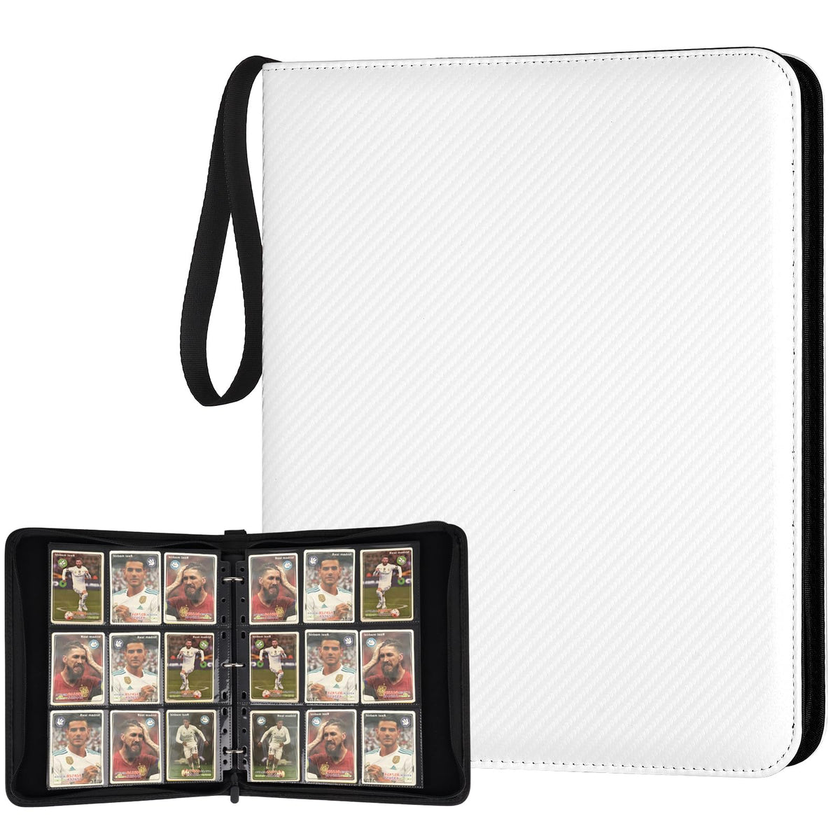 GERMUN 9 Pocket Card Binder, Premium Zip Trading Card Binder, 720 Double Sided Pocket PU Card Collection Binder, Collector Card Album, Card Folder for MTG, TCG, Sports Cards, Game Cards (White)