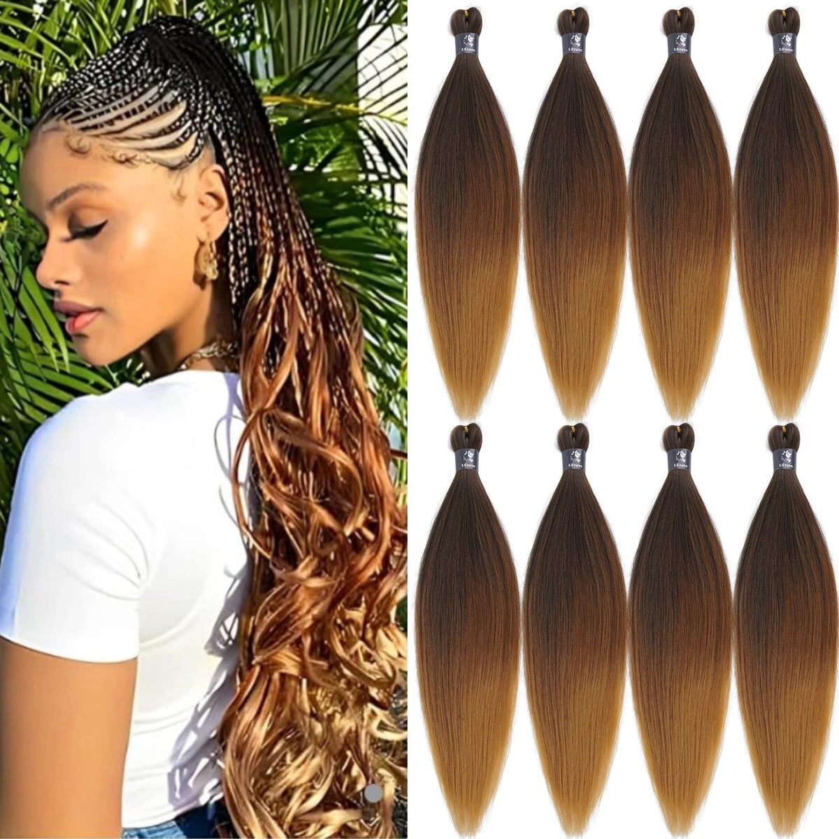 UPruyo 1b/30/27 Ombre Braiding Hair Pre Stretched Knotless Braiding Hair Extensions for Box Braids Hypoallergenic Pre Sectioned Braiding Hair Ombre 22 inch