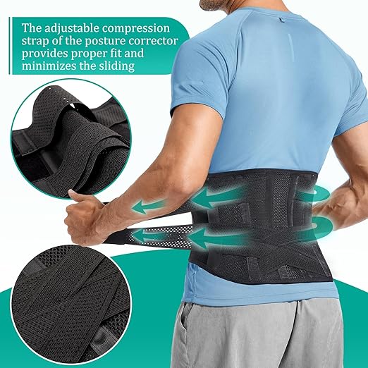 Adjustable Back Brace for Lower Back Pain & Sciatica Relief - Unisex Lumbar Support Belt for Herniated Disc, Posture Correction, Breathable Design for Work, Sports(B92,XXX-Large)