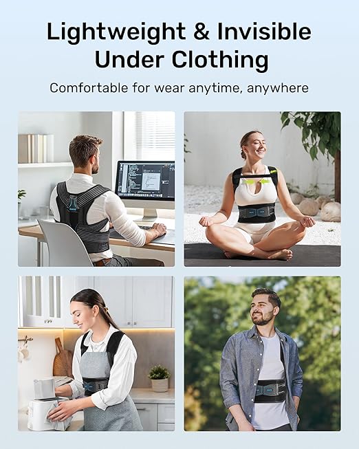 Posture Corrector for Women and Men, Upgraded Back Brace with Enhanced Support, Shoulder Straightener with Cushioned Shoulder Pads & Underarm Pain Relief Strap, Size M (Upper Waist: 35.4"-41.3")