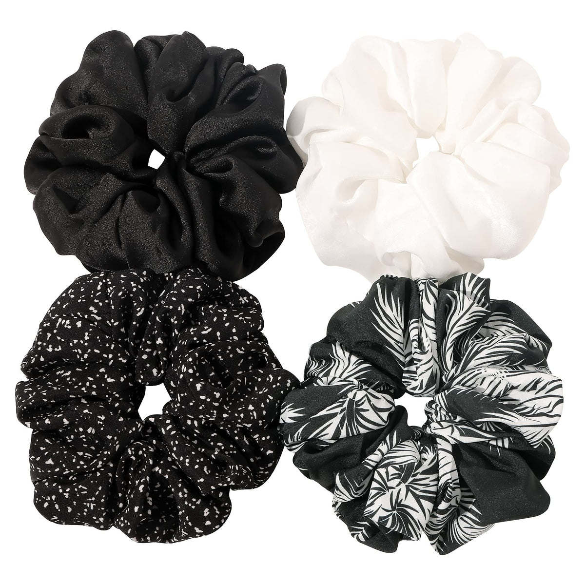 Scrunchies Hair Ties for Women - Big Silk Satin Scrunchie Exra Large Jumbo Gaint Oversized Pact of 4 Scrunchy for Curl Thick Hair Ligas Para el Cabello De Mujer Decoration Hair Accessories Gift