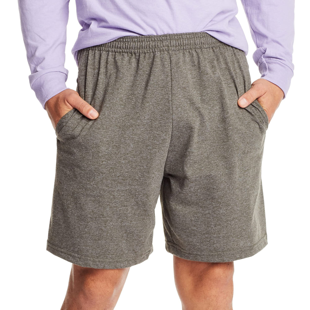 Hanes Mens Jersey Cotton With Pocket Workout-and-training-shorts, Camo Green Heather, Small US