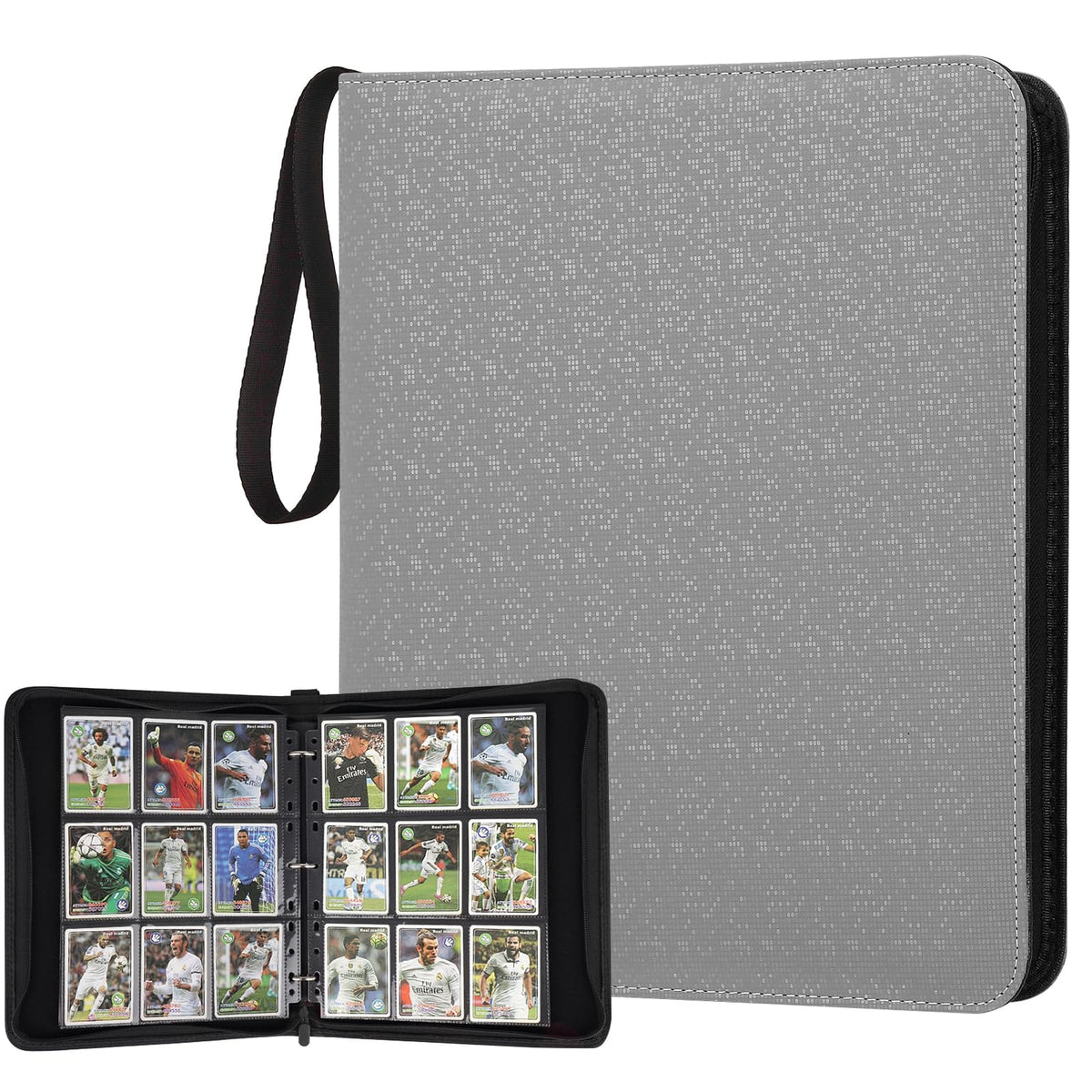 GERMUN 9 Pocket Card Binder, Premium Zip Trading Card Binder, 720 Double Sided Pocket PU Card Collection Binder, Collector Card Album, Card Folder for MTG, TCG, Sports Cards, Game Cards (Grey2)