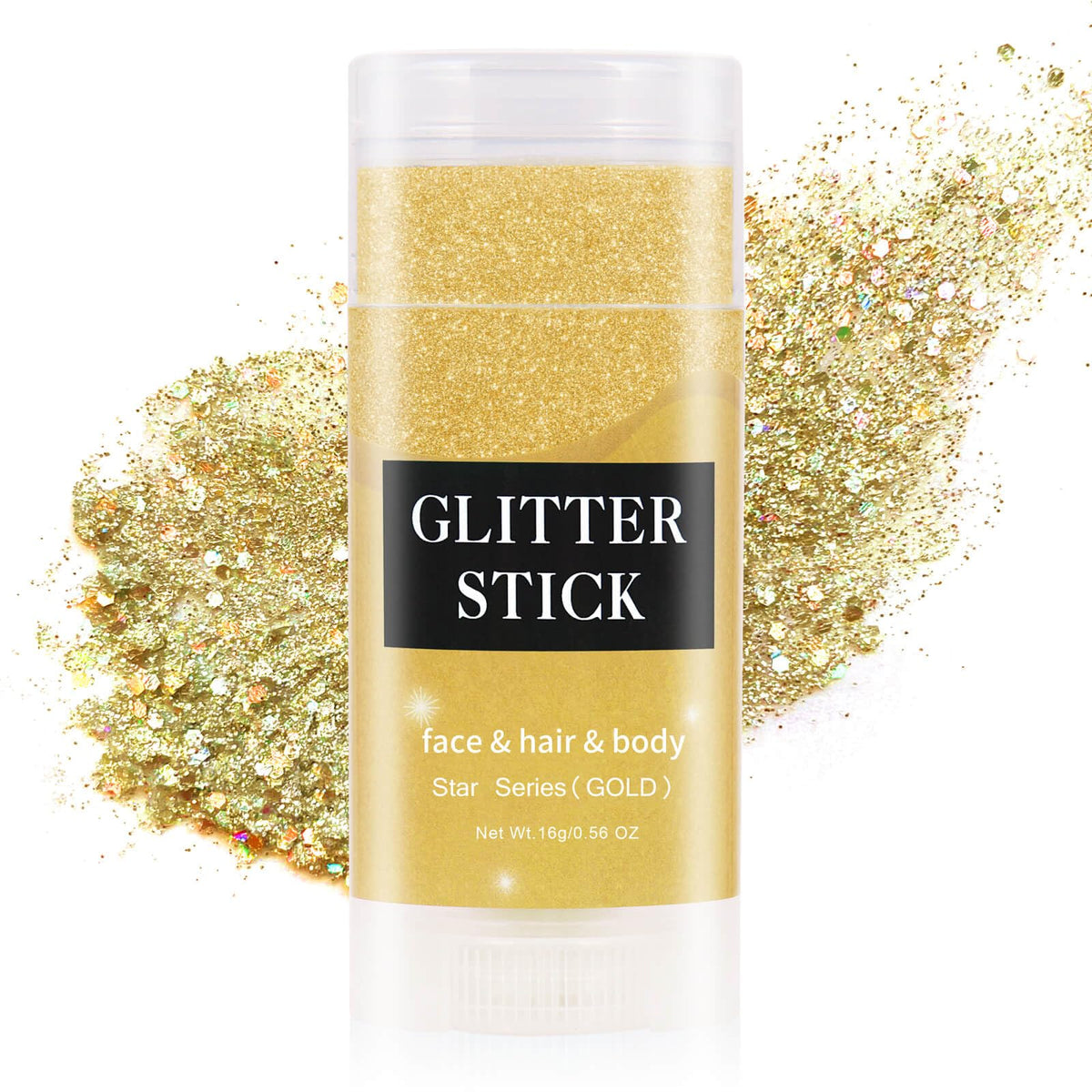 MEICOLY Gold Face Body Glitter Stick,Music Festival Accessories Outfits for Women,Hair Glitter Makeup,Mermaid Chunky Glitter Face Paint,Waterproof Sparkle Face Glitter for Country Concert