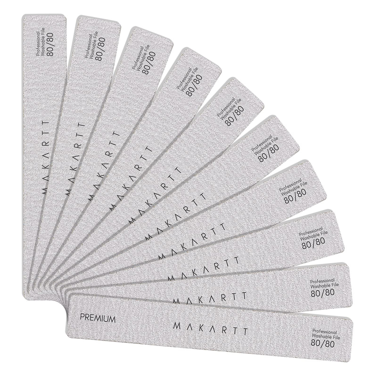 Makartt Nail File: 80 80 Grit Emery Boards for Nails, 10pcs Professional Washable Doubled Sides Coarse Toenail Filer Heavy Duty for Acrylic and Extension Gel Removal, Pedicure Manicure Tools