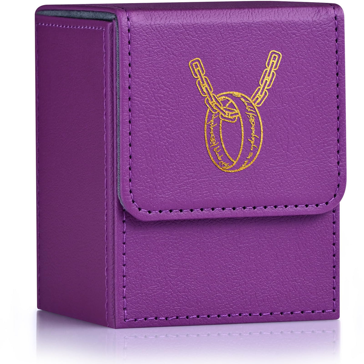 ZLCA Card Deck Box for MTG Cards with 2 Dividers, Card Storage Box Fits 100+ Single Sleeved Cards, PU Leather TCG Card Deck Case Holder for Magic Commander Yugioh (Purple,Ring)