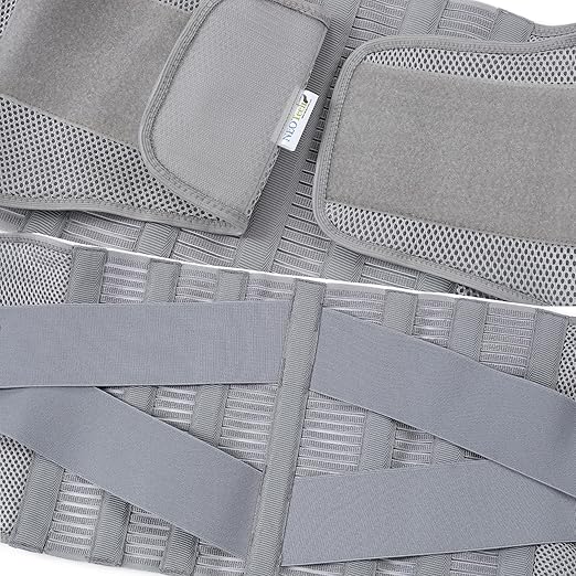 NeoTech Care Adjustable Compression Back Brace Lumbar Support Belt, Grey, Size S