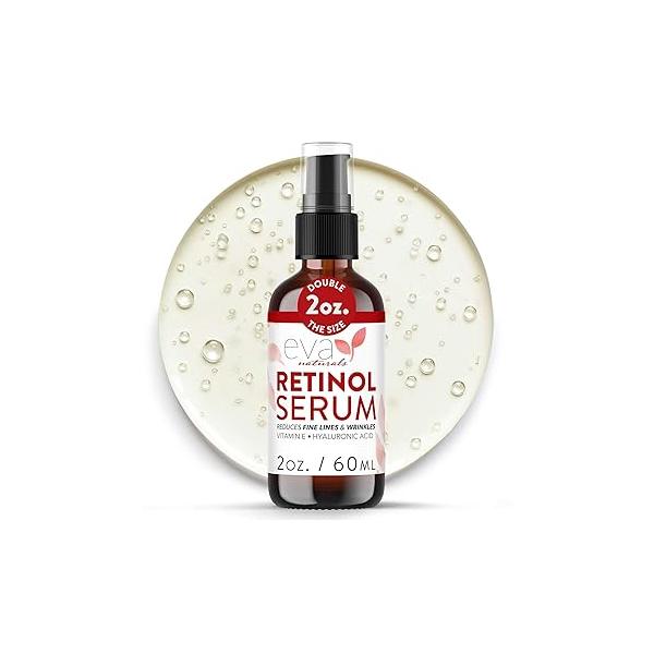 Retinol Serum for Face with Hyaluronic Acid & Vitamin E - For Anti-Aging, Fine Lines, Wrinkles, Resurfacing, Acne Marks and Scars, Skin Brightening, Dark Spot Correction Night 2oz