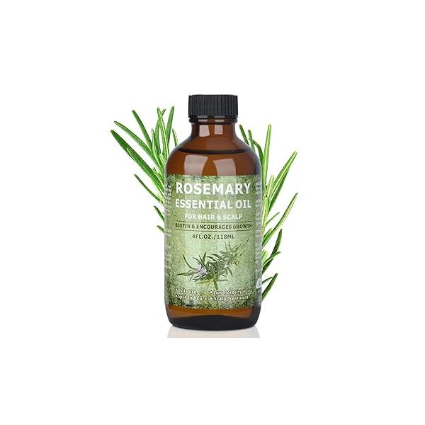Rosemary Oil for Hair Growth 4.0oz with Jamaican Black Castor and Jojoba - Nourishing Treatment Dry, Damaged Hair, Split Ends, Healthy