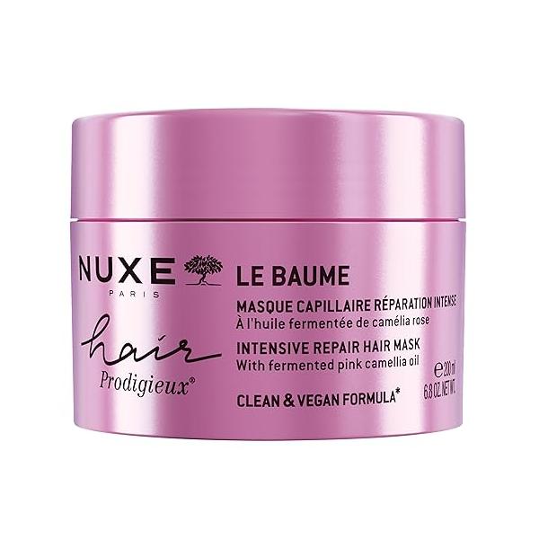 NUXE Hair Prodigieux Intensive Repair Mask with Fermented Pink Camellia Oil for Dry or Damaged Hair. Vegan & Silicone-Free, 6.8 fl oz