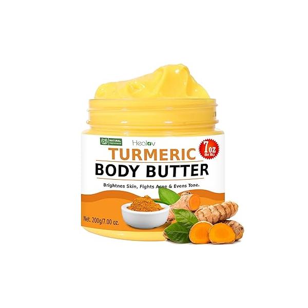 Turmeric Face Cream - All Natural Skin Brightening Lotion Whipped Body Butter for Dark Spots, Hyperpigmentation Skincare Cleanses, Fights Acne, Evens Tone, Scars, Sun Damage