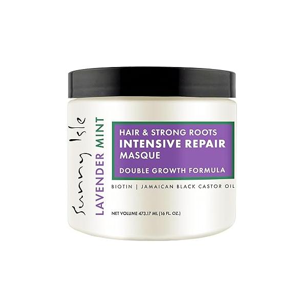 Sunny Isle Lavender Mint Hair and Strong Roots Intensive Repair Masque 16oz | Double Growth Formula Biotin Jamaican Black Castor Oil