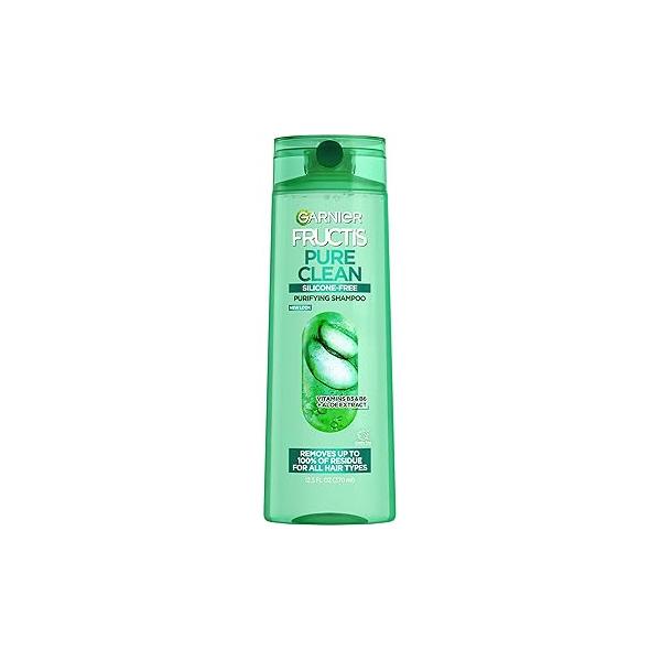 Garnier Fructis Pure Clean Purifying Shampoo, Silicone-Free, 12.5 Fl Oz, 1 Count (Packaging May Vary)