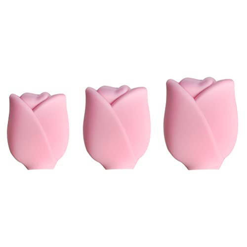Zerone Makeup Brush Holder, 3pcs Rose Shape Silicone Travel Makeup Brush Organizer Storage Covers Protector Guards Reusable Dust Cover Brush Organizer Case for Travel and Home