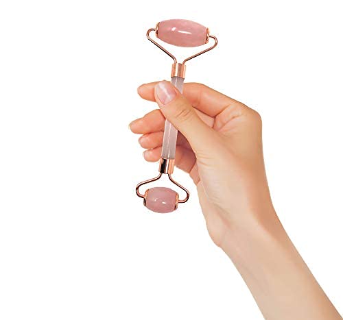 Jade Roller For Face - Authentic Rose Quartz Facial Rollers for Women, Pink Jade Roller and Gua Sha Set Face Roller Skin Care Reduce Wrinkles, Anti-Aging, Dark Circles + Eye Puffiness Valentines Gifts