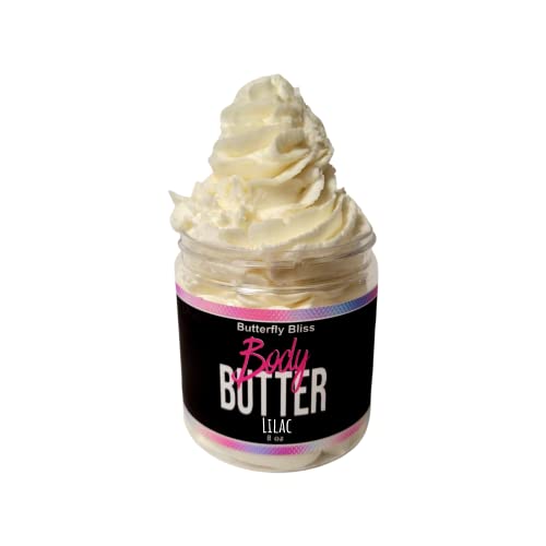Lilac Whipped Body Butter, natural lotion, organic, 8oz jar, made with shea butter, mango butter, coconut oil, almond oil
