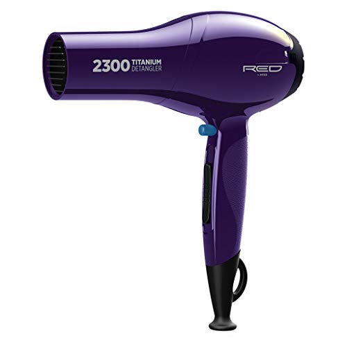RED by Kiss Titanium 2300 Detangler Dryer 4X Faster Straightening 3 Bonus Titanium Detangler Pik Included (Hair Dryer)
