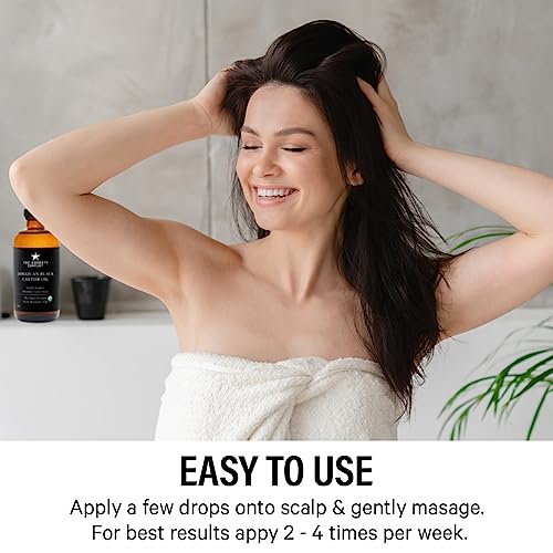 The Goodbye Company Black Castor Oil for Hair Growth – Organic, Cold-Pressed & Unrefined 100% Pure & Hexane-Free - Glass Bottle (450mL) Nourishing Oil for Eyebrow, Eyelash & Stronger Hair (16.9 oz)