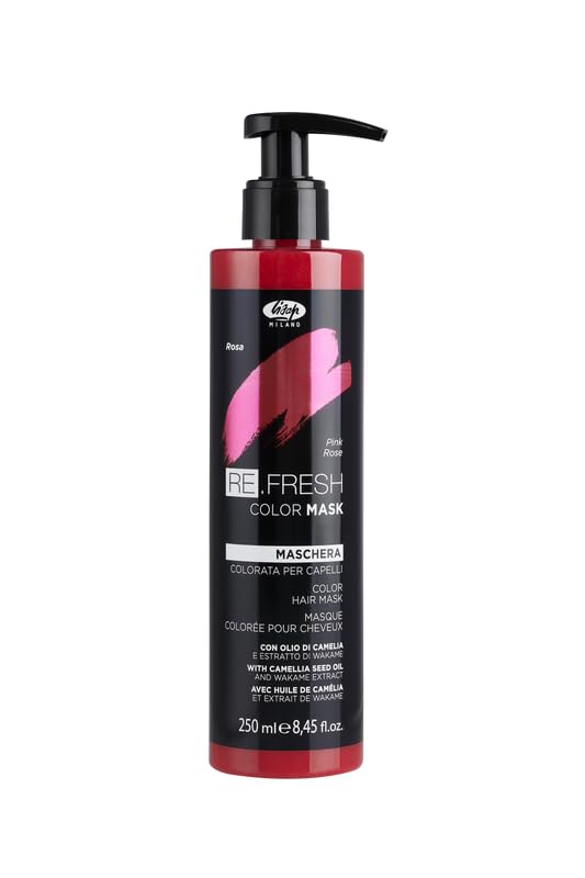 Lisap Color Depositing Hair Mask, Pink, 8.45 oz, Hair Gloss Toner Deep Conditioning Hair Mask, Dry Damaged or Color Treated Hair Repair, With Hydrating Camellia Oil, For Shine & Moisturization