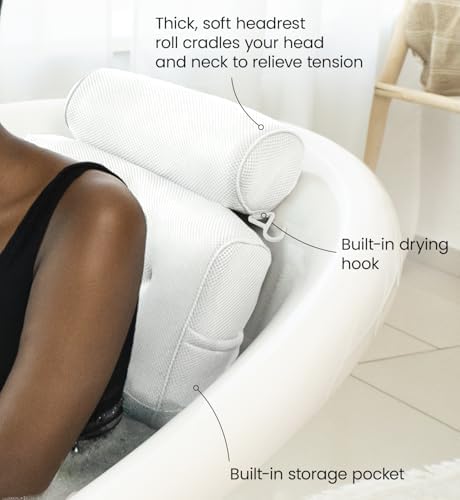 Everlasting Comfort Luxury Bath Pillow - Head, Neck, Back Support Cushion for Bathtub, Spa, Soaking