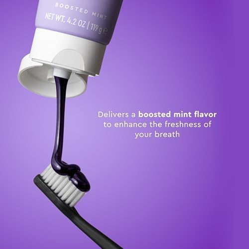 MOON Purple Toothpaste for Teeth Whitening & Enamel Protection - Hydroxyapatite Toothpaste Without Fluoride - Color-Correcting Formula for Long-Term Whitening - Neutralize Stains - Mint (4.2 Oz)
