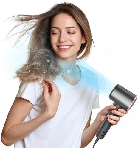 Professional Hair Dryer, 200 Million Negative Ionic Blow Dryer with 110000 RPM Brushless Motor, 1500W High-Speed HairDryer with Magnetic Nozzle & Diffuser for Salon, Home, Travel (Wisdom Gray)