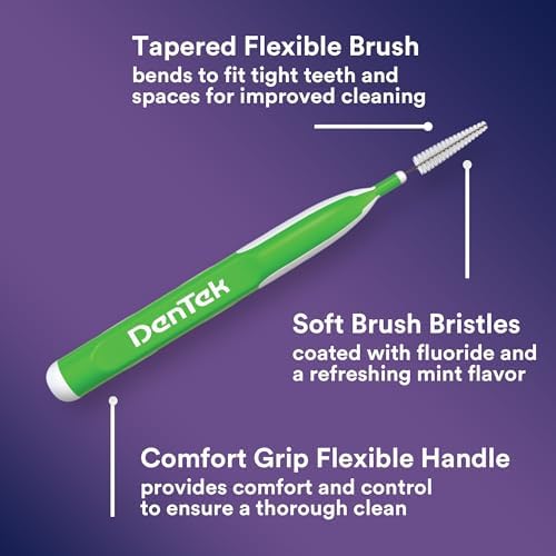DenTek Easy Brush Plaque Control Interdental Cleaners, Tight, 16 Count, 6 Pack