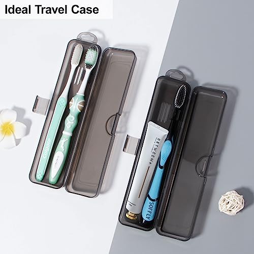 Yeeco Toothbrush Case 4 Pack, Transparent Black Toothbrush Travel Case, Plastic Toothbrush Holder Travel Size, 7.87 x 1.85 x 1.18 inches Portable Toothbrush Case for Traveling
