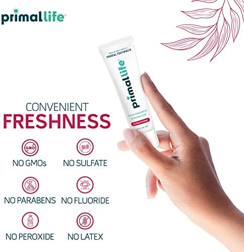 Primal Life Organics Premium Dirty Mouth Mineral Toothpaste - Nano-Hydroxyapatite, Colloidal Silver, Charcoal - Organic, All Natural Whitening Formula (Peppermint Flavor, 4 Oz)