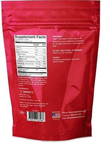 BariatricPal 90-Day Bariatric Vitamin Bundle (Multivitamin ONE 1 per Day! Capsule with 45mg Iron and Calcium Citrate Soft Chews 500mg with Probiotics - Strawberry Twist)