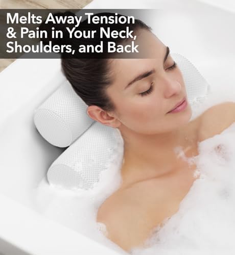 Everlasting Comfort Luxury Bath Pillow - Head, Neck, Back Support Cushion for Bathtub, Spa, Soaking