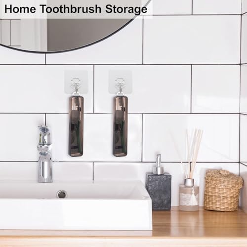 Yeeco Toothbrush Case 4 Pack, Transparent Black Toothbrush Travel Case, Plastic Toothbrush Holder Travel Size, 7.87 x 1.85 x 1.18 inches Portable Toothbrush Case for Traveling