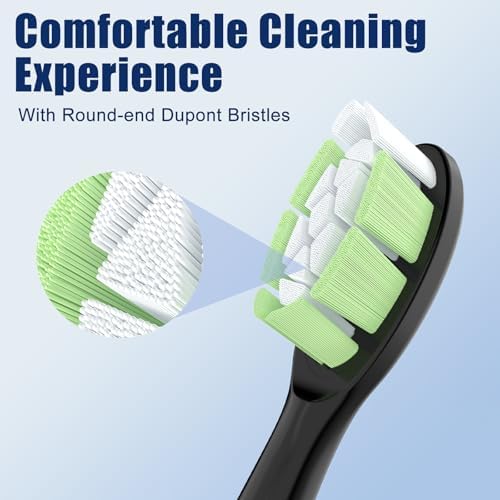 Replacement Heads for Philips Sonicare Diamondclean Sonic Toothbrush Heads Compatible with DiamondClean,FlexCare,C3 G3 W3 C1 C2 G2 Black 8 Pack
