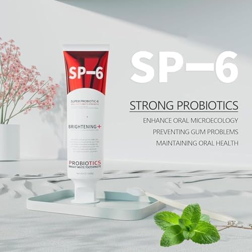 Sp-6 Probiotics Whitening Toothpaste, Sp-6 Ultra Whitening Toothpaste, Enhanced Formula with Enamel-Safe, Fluoride-Free, Fresh Breath Mint Flavor for Oral Health (2)