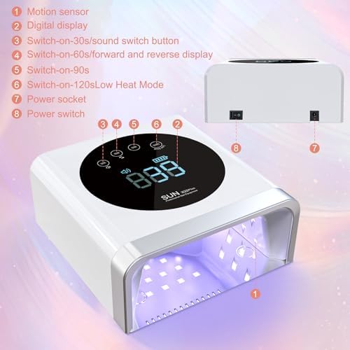 NAILGIRLS Cordless Rechargeable UV LED Nail Lamp, 150W UV Light for Gel Nail, Nail Lamps for Gel Polish with 4 Time Setting, Portable UV Nail Light, Professional Fast Curing Lamp for Salon