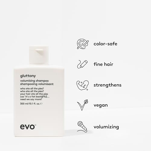 EVO Gluttony Volumising Shampoo - Volumizing Shampoo For All Types Of Hair - Adds Lift, Body Shine, Strength & Elasticity