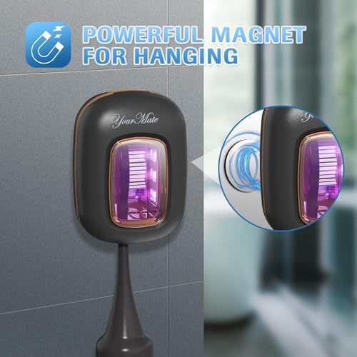 YourMate Rechargerable UVC Toothbrush Sanitizer Case Pro Compatible with Electric Toothbrush Heads/Regular Toothbrushes Travel Toothbrush Covers Case Magnetic Holder for Houshold/Traveling Black