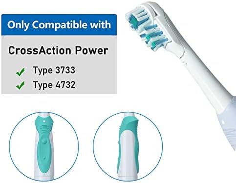 Sensitive Replacement Toothbrush Heads Refill Compatible with Oral-B Cross Action Power 3733 4732, Clean Rotating Powerhead and Crisscross Bristles (White)