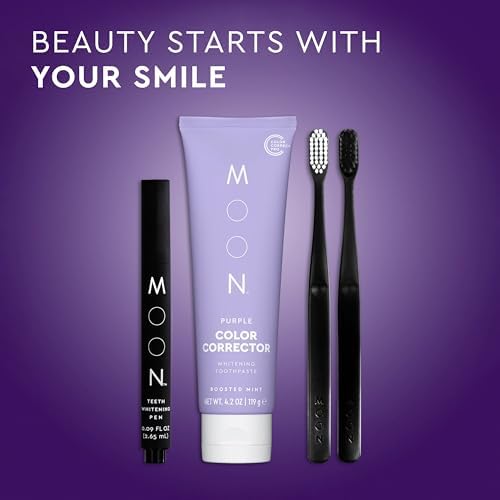 MOON Purple Toothpaste for Teeth Whitening & Enamel Protection - Hydroxyapatite Toothpaste Without Fluoride - Color-Correcting Formula for Long-Term Whitening - Neutralize Stains - Mint (4.2 Oz)