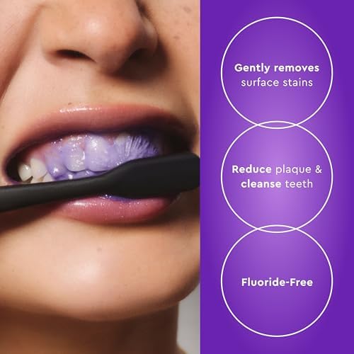 MOON Purple Toothpaste for Teeth Whitening & Enamel Protection - Hydroxyapatite Toothpaste Without Fluoride - Color-Correcting Formula for Long-Term Whitening - Neutralize Stains - Mint (4.2 Oz)