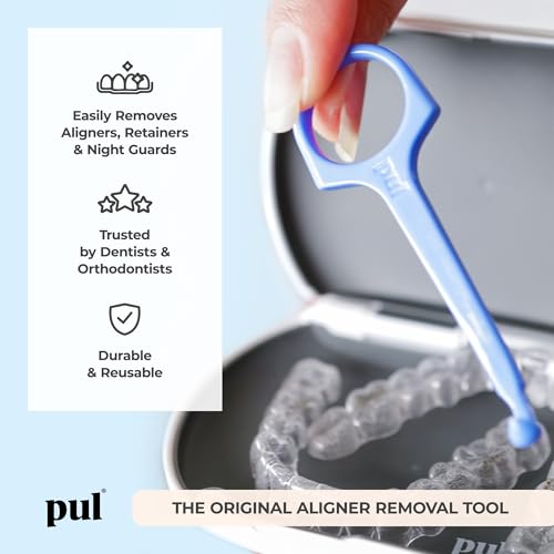 PUL Pack of 4 Reusable Clear Aligner Removal Tool — Compatible with Invisalign, Removable Braces, Retainers & Trays – Easy-to-Use Device Remover, Dental & Oral Hygiene Care Product – Blue