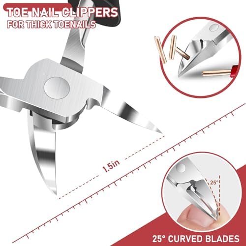 Toenail Clippers for Thick Toenails, Nail Clippers for Seniors with 15mm Wide Jaw Opening, Large Heavy Duty Toe Nail Clippers, Sharp Fingernail Clipper Nail Cutter Gifts for Men Women Dad Mom Him
