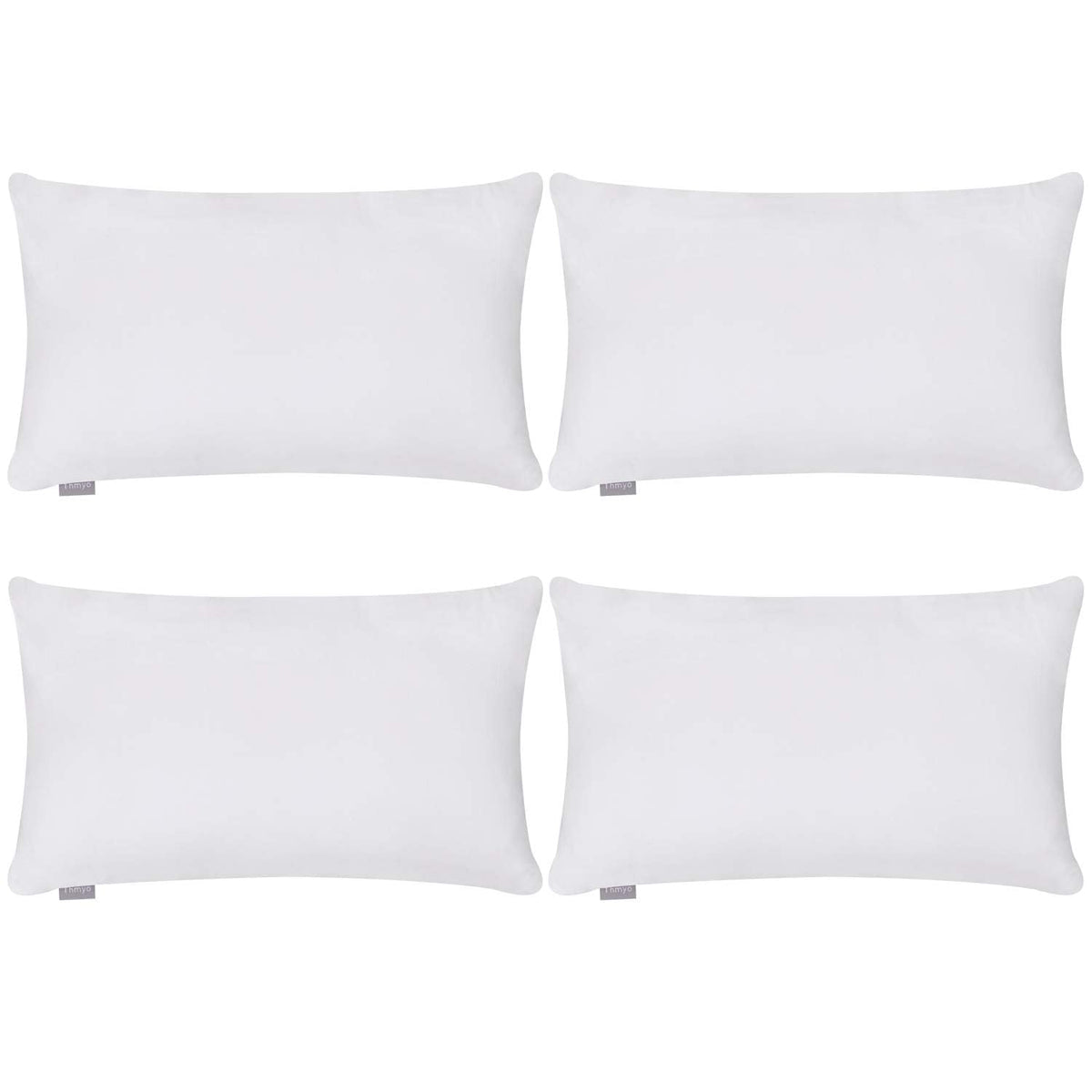Thmyo 4-Pack 100% Cotton Lumbar Comfortable Solid Decorative Throw Pillow Case Rectangle Cushion Cover DIY Pillowcases for Sofa Bed(Only Covers,Not Pillows)(12x20inch/30x50cm,White)