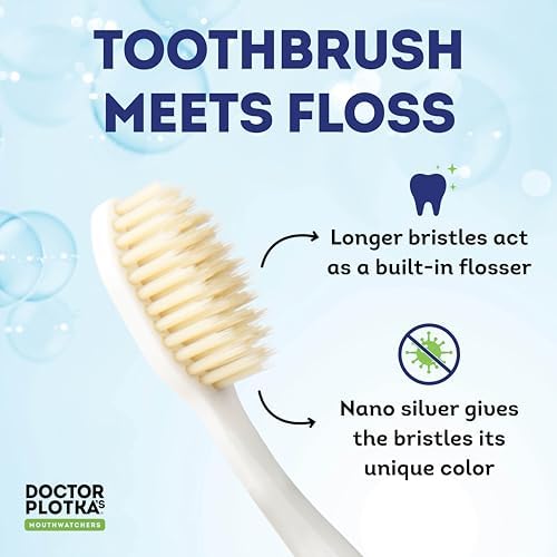 MOUTHWATCHERS Soft Flossing Toothbrushes, Value Family Pack, 4 Adult & 2 Kids, Ultra Clean Manual Toothbrush Set for Sensitive Teeth & Gums, by Dr. Plotka, Assorted Colors